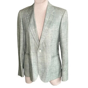 Irwin Vintage Mint Green 100% Raw Silk Classic Blazer Size 10